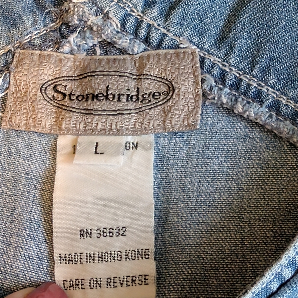 Vintage Stonebridge Denim Floral Embroidery Overalls Size Large - Picture 7 of 13